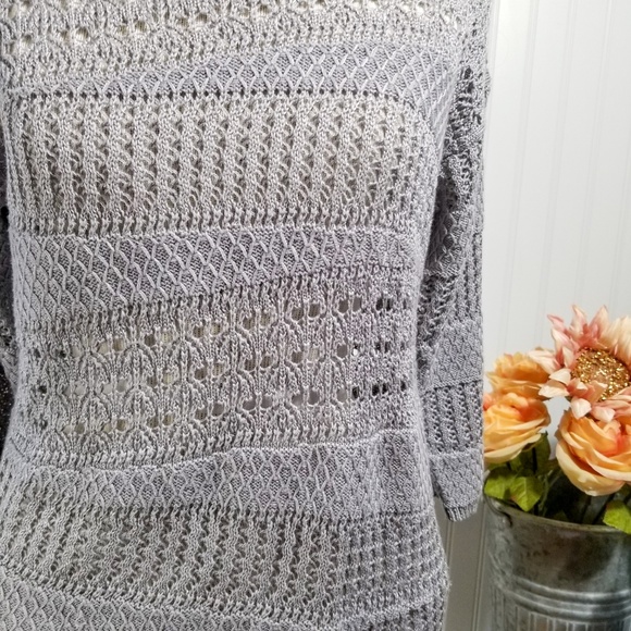 | dana buchman | gray open knit sweater - Picture 2 of 4